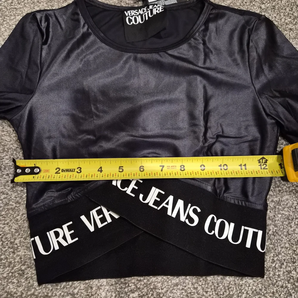 Versace Jeans Collection Black Logo-Waist Cropped Long Sleeve Top - Picture 11 of 12